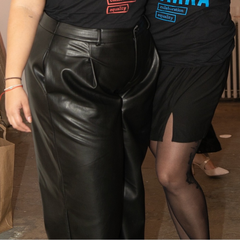 Black Faux Leather Wide Leg Pants